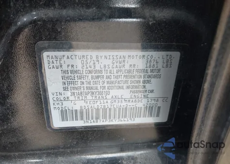 2019 Nissan Sentra Sv from USA, damaged, VIN 3N1AB7AP3KY366193